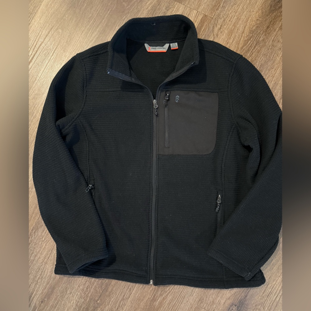 Free Country Men’s Full-Zip Fleece Jacket – Size XL – Black Thermal Layer